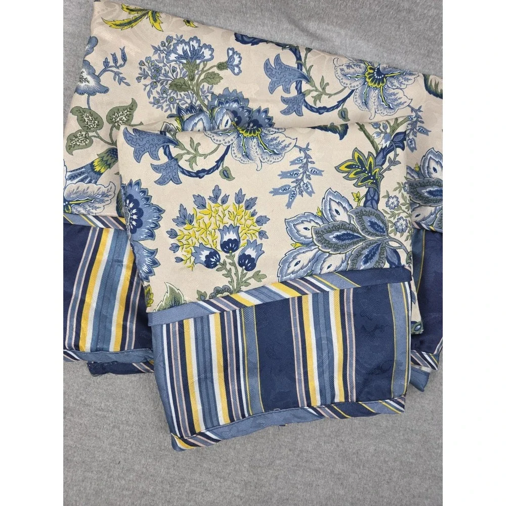 Waverly Imperial Dress Jacobean Floral Valance Set Scallop Blue Yellow 18x50